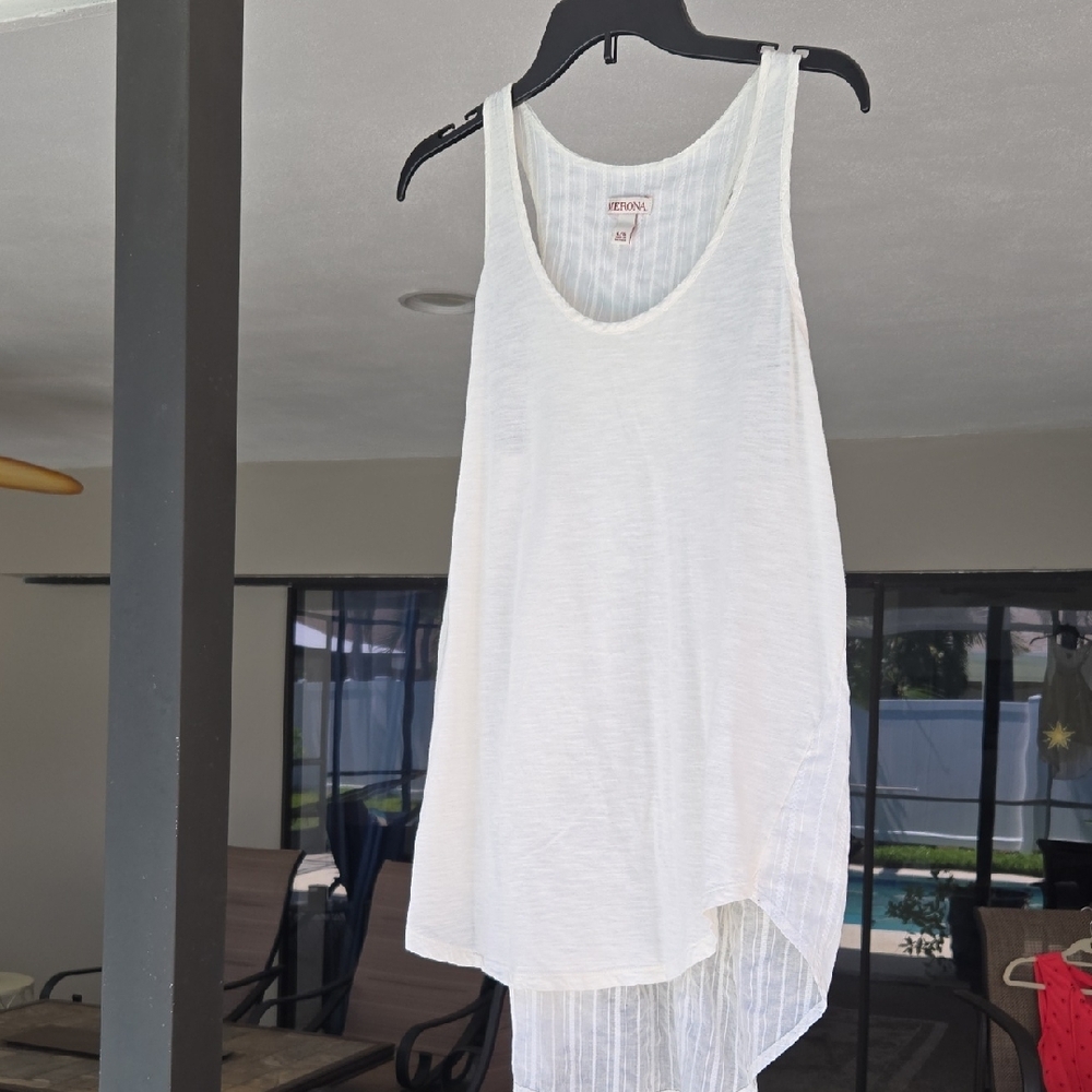 Merona Asymmetrical White Sleeveless Tank